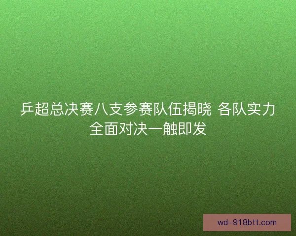 乒超总决赛八支参赛队伍揭晓 各队实力全面对决一触即发